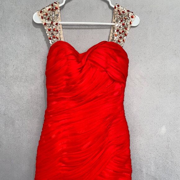 Dressale Red Chiffon Beaded Strap Formal Dress Prom Evening Gown SMALL - Picture 2 of 13